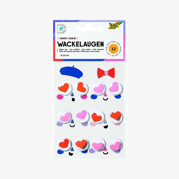Wackelaugen / HEARTS / Size M / selbstklebend / 20mm