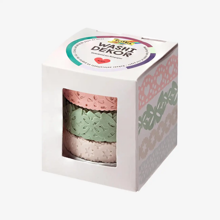 Folia-Washi-Dekor-Reispapier-gestanzt-4er-Set-Pastel-Produkt-in-Verpackung