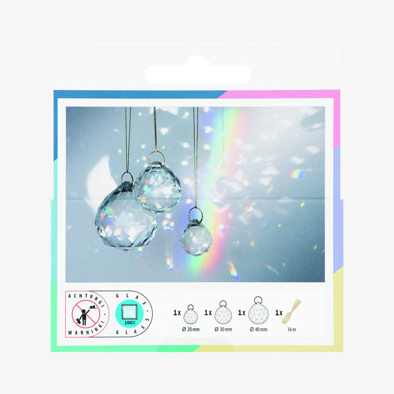 Sun Catcher / CRYSTAL Trio / 3 Kristalle / 2+3+4cm / 16m-Goldgarn
