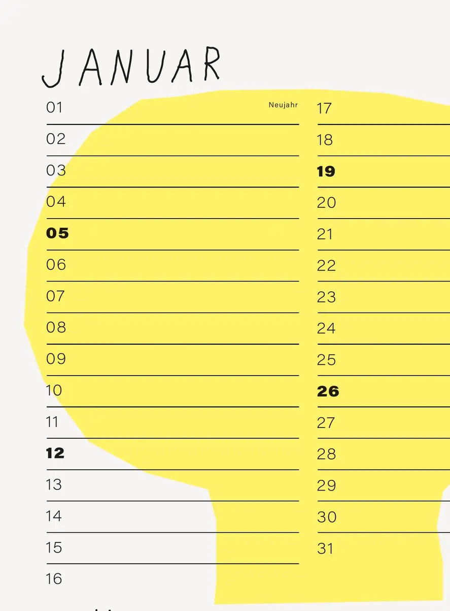 Folk (gelb) / Wandkalender 2025