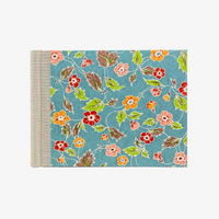 Fotoalbum-15x20cm-60Seiten-creme-Fotokarton-cover-Katazome-shi-Papier-Motiv-blumenornament-auf-blau