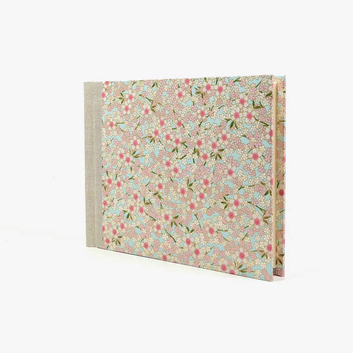 Fotoalbum-15x20cm-60Seiten-creme-Fotokarton-cover-chiyogami-Papier-Motiv-Bogen-840C-Blumen-seitlich-vorn