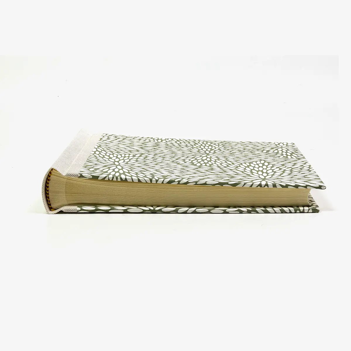 Fotoalbum-15x20cm-60Seiten-creme-Fotokarton-cover-chiyogami-Papier-Motiv-Reismuster-gruen-liegend