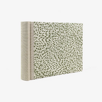 Fotoalbum-15x20cm-60Seiten-creme-Fotokarton-cover-chiyogami-Papier-Motiv-Reismuster-gruen-seitlich-von-hinten