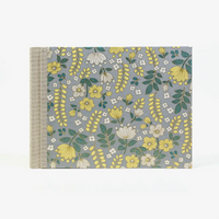 Fotoalbum-15x20cm-60Seiten-Fotokarton-cover-chiyogami-Papier-Motiv-blumen-gelb-auf-grau