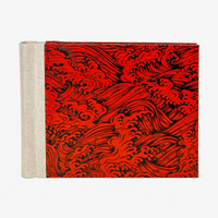 Fotoalbum-15x20cm-Blaupause-30blatt-Mit-Lackpapier-welle-rot-auf-schwarz-bezogen-Produktansicht-von-vorn