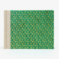 Fotoalbum-15x20cm-Blaupause-30blatt-Mit-Lokta-Papier-goldenesBluetenornamentaufgruen-bezogen-Produktansicht-von-vorn