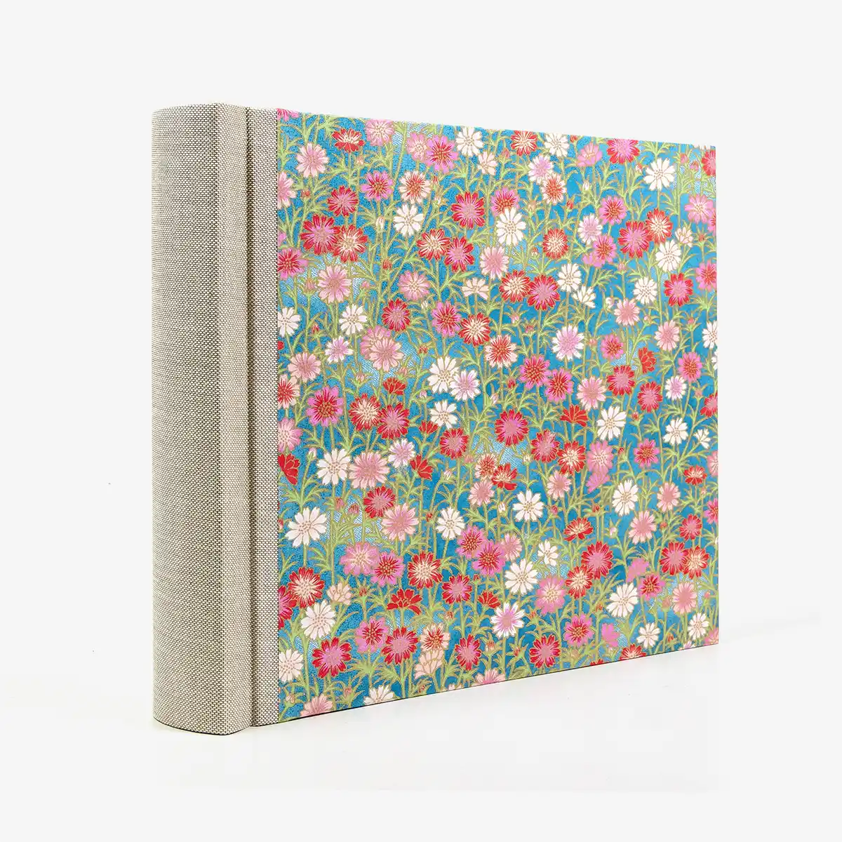 Fotoalbum-20x23cm-60Seiten-creme-Fotokarton-cover-chiyogami-Papier-Motiv-Bogen-636C-Blumen-seitlich-hinten