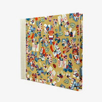 Fotoalbum-20x23cm-60Seiten-creme-Fotokarton-cover-chiyogami-Papier-Motiv-Bogen1104C-Horses-gold-seitlich-vorn