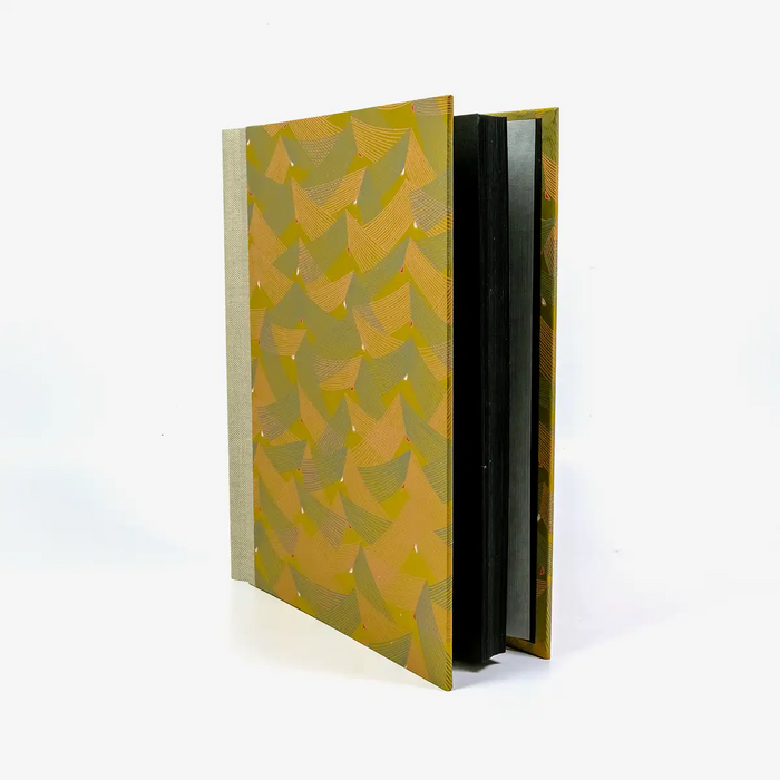 Fotoalbum-24x20cm-60Seiten-cover-Chiyogamipapier-Motiv-Saitenspiel-gold-seitlich-von-vorn