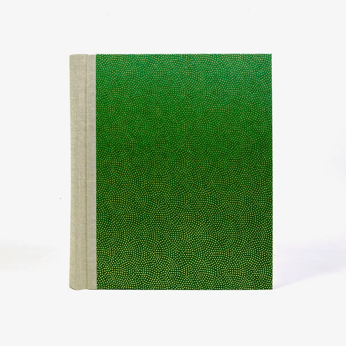 Fotoalbum-24x20cm-60Seiten-cover-Chiyogamipapier-Motiv-Same-Komon-gold-auf-gruen-von-vorn
