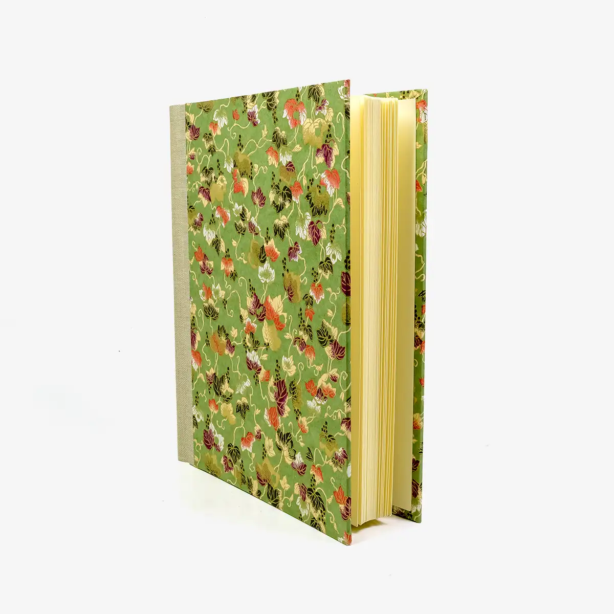 Fotoalbum-24x20cm-60Seiten-cover-Chiyogamipapier-Motiv-Weinblaetter-seitlich-vonvorn
