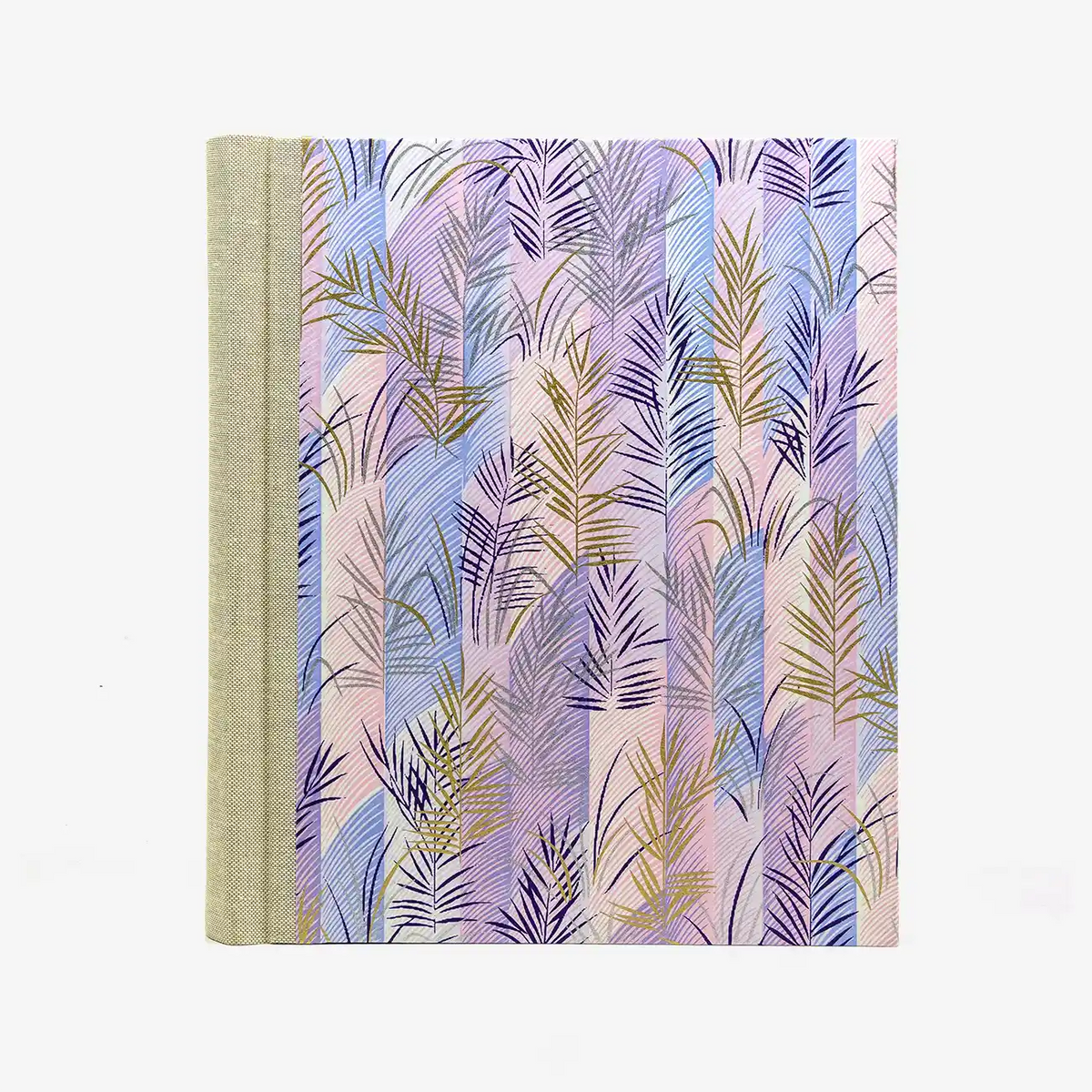 Fotoalbum-24x20cm-60Seiten-schwarzer-Fotokarton-Cover-Chiyogami-Motiv-Zweige-purple-von-vorn