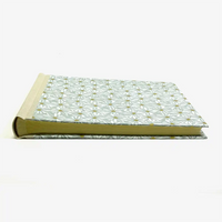 Fotoalbum-24x30cm-60-Seiten-cover-LoktaPapier-Motiv-Gaensebluemchen-mildes-blau-weiss-gold-Cover-liegend-von-vorn