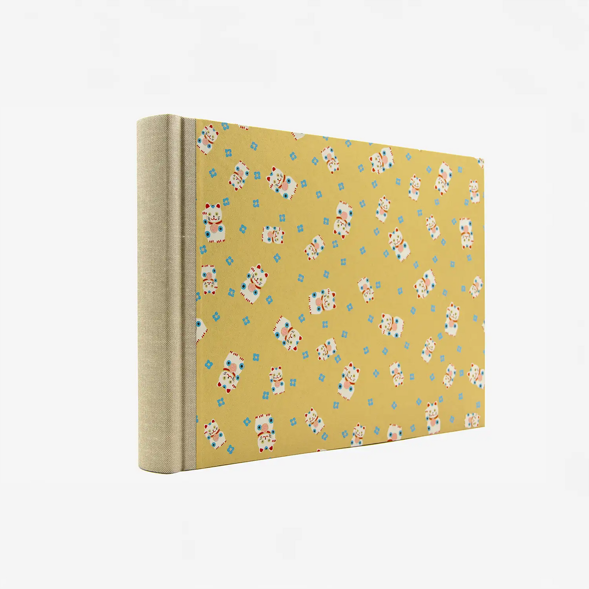 Fotoalbum / 60 Seiten schwarzer / H24xB35cm / Chiyogami-Winkekatze-auf-Gold