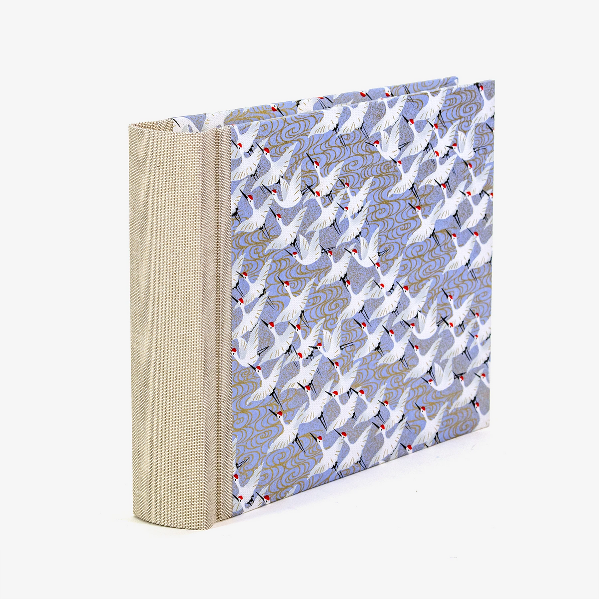 Fotoalbum / 60 Seiten creme / H15xB20cm / Chiyogami, Animals-Kraniche-weiß/Flieder