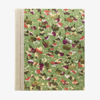Fotoalbum-Format-24x20cm-60Seiten-creme-Fotokarton-Cover-Chiyogami-Motiv-Weinblaetter-gruen-von-vorn
