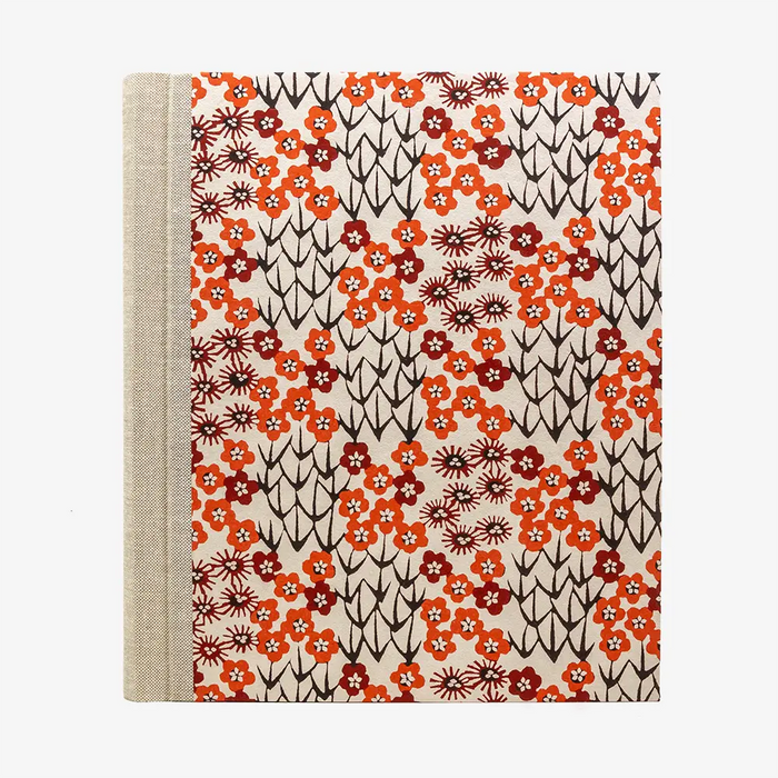 Fotoalbum | H24xB20cm | 60 cremefarbene Seiten | Katazome-Shi | Motiv: Kornblumen Rot