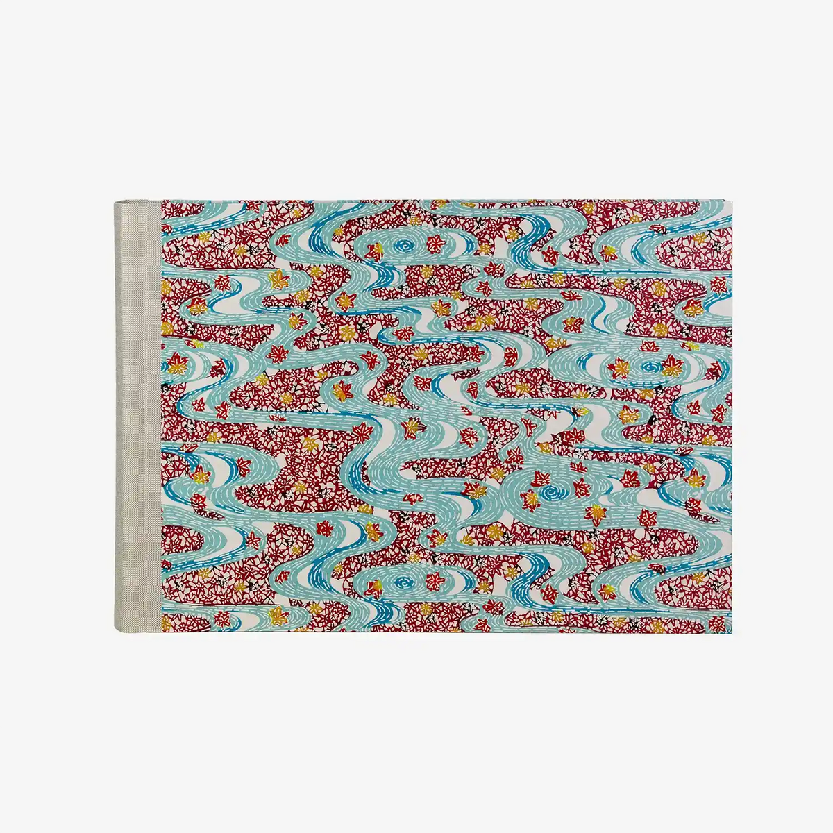 Fotoalbum-Hoehe24cm-malBreite-35cm-60-seiten-bezogen-mit-Katazome-Traditional-Flusslandschaft-blau-rot-Mutlicolour-1