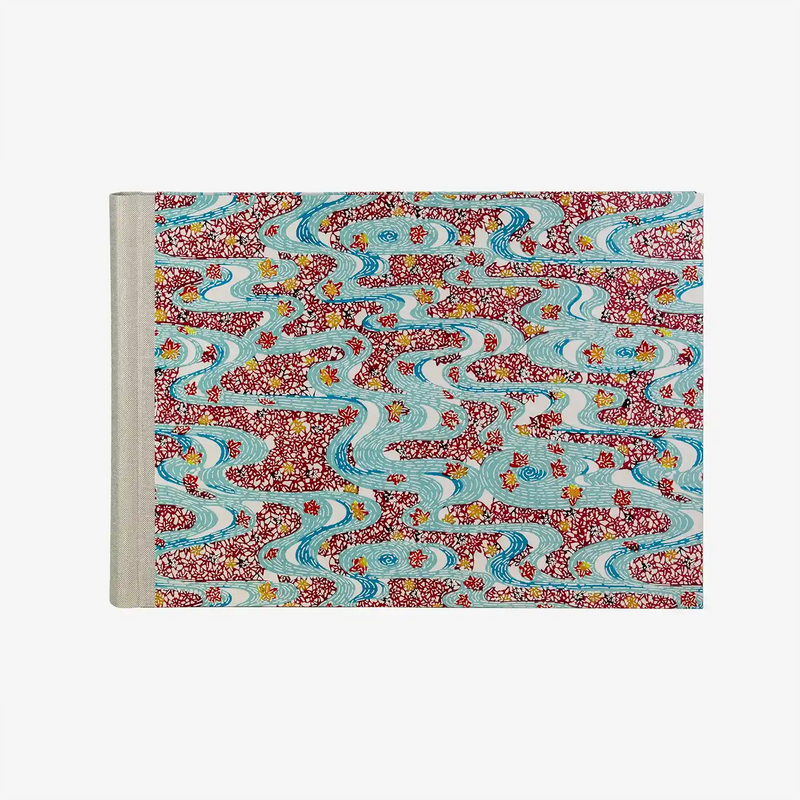Fotoalbum-Hoehe24cm-malBreite-35cm-60-seiten-bezogen-mit-Katazome-Traditional-Flusslandschaft-blau-rot-Mutlicolour-1