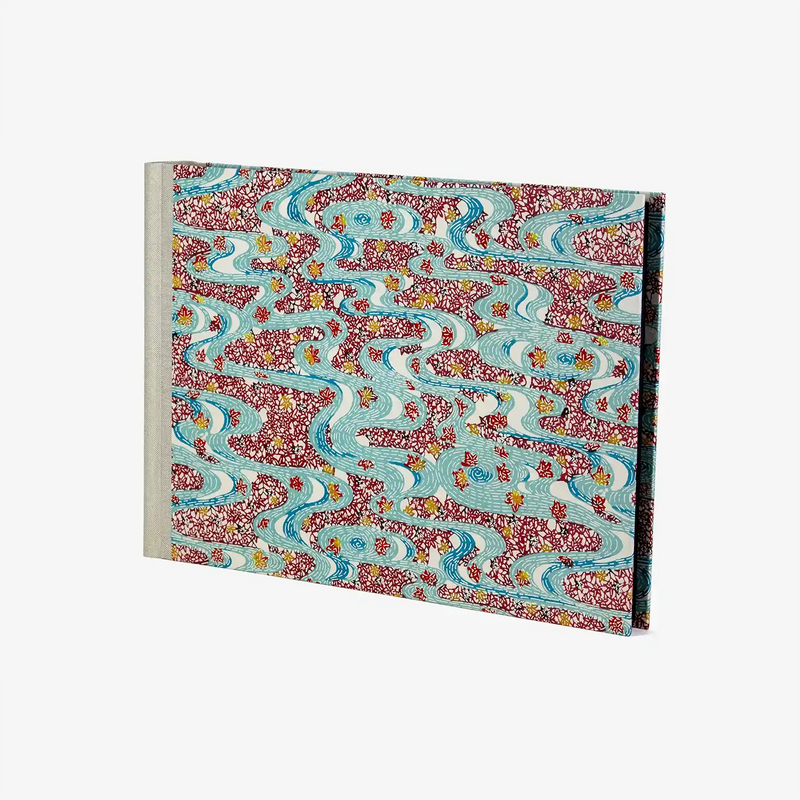 Fotoalbum-Hoehe24cm-malBreite-35cm-60-seiten-bezogen-mit-Katazome-Traditional-Flusslandschaft-blau-rot-Mutlicolour-2