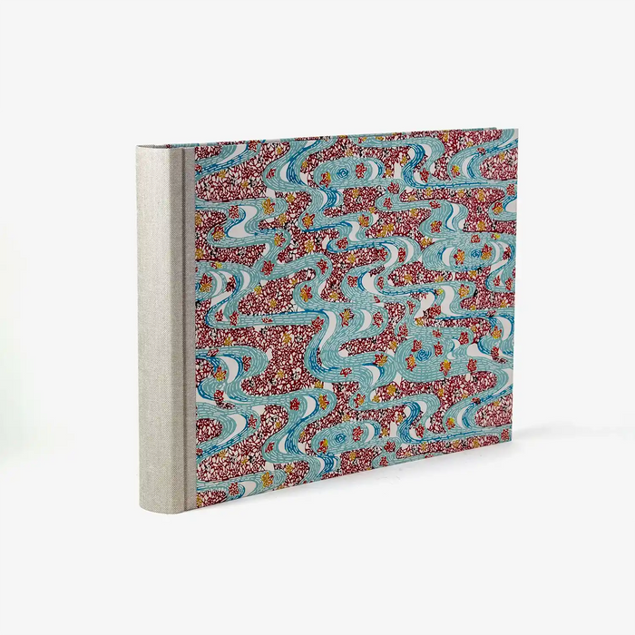 Fotoalbum-Hoehe24cm-malBreite-35cm-60-seiten-bezogen-mit-Katazome-Traditional-Flusslandschaft-blau-rot-Mutlicolour-3
