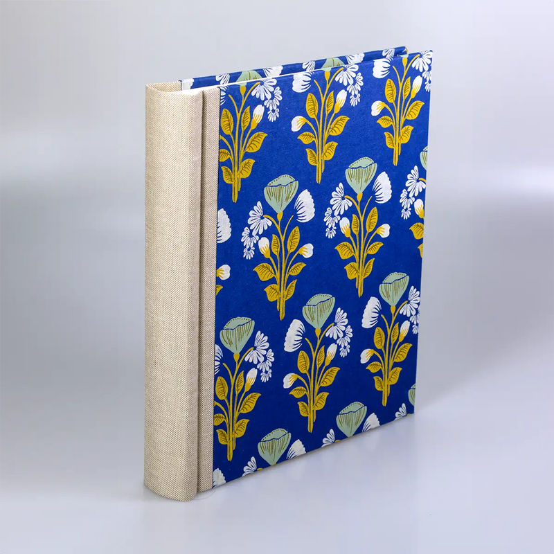 Fotoalbum / 60 Seiten creme / H24xB20cm / recy. Cotton  Pattern Blue No2