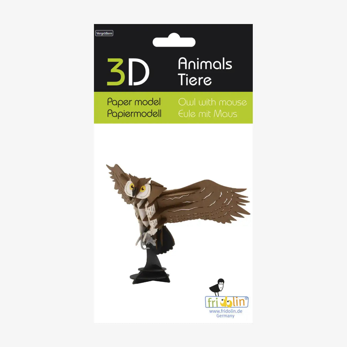 Fridolin-3D-Bastellset-tiermodell-gelasertt-Karton-3D-Papiermodell-Eule-mit-MAus-Modell-Produktansicht-Verpackung