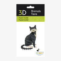 Fridolin-3D-Papiermodell-gelasert-aus-Spezialkarton-KAtze-S-W--Verpackung-ansicht-Vorderansicht