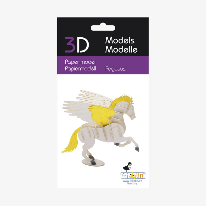 Fridolin-3D-Papiermodell-gelasert-aus-Spezialkarton-Pegasus-Verpackung-ansicht-Vorderansicht