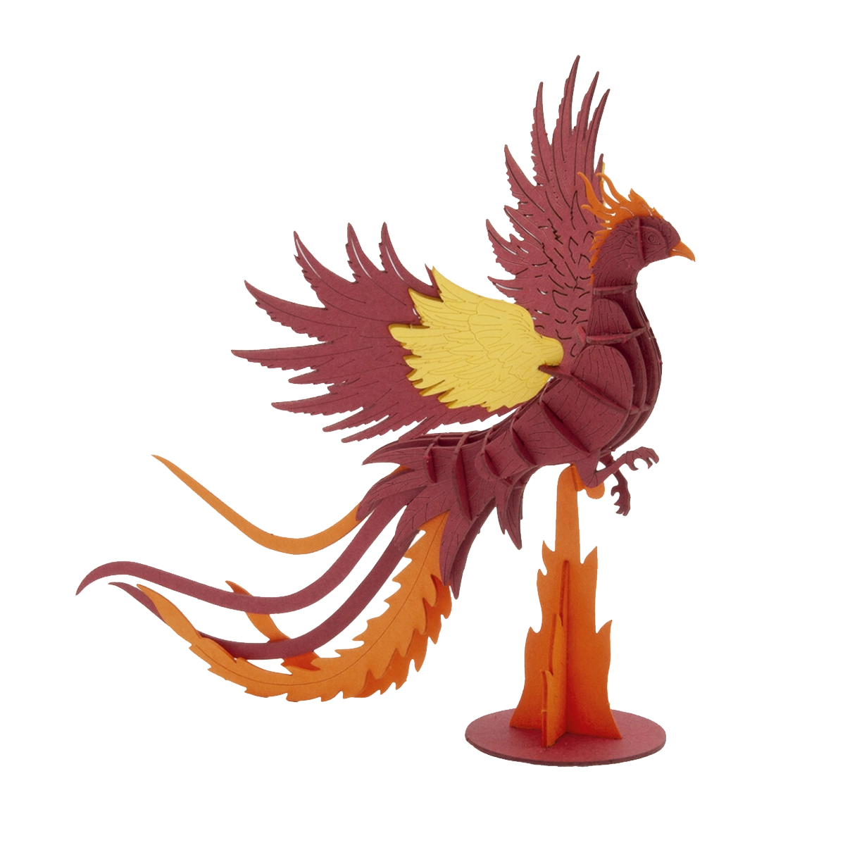 Fridolin-3D-Papiermodell-gelasert-aus-Spezialkarton-Phoenix-Aufgebaut-Produktansicht-ohne-hintergrund