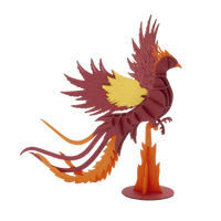 Fridolin-3D-Papiermodell-gelasert-aus-Spezialkarton-Phoenix-Aufgebaut-Produktansicht-ohne-hintergrund