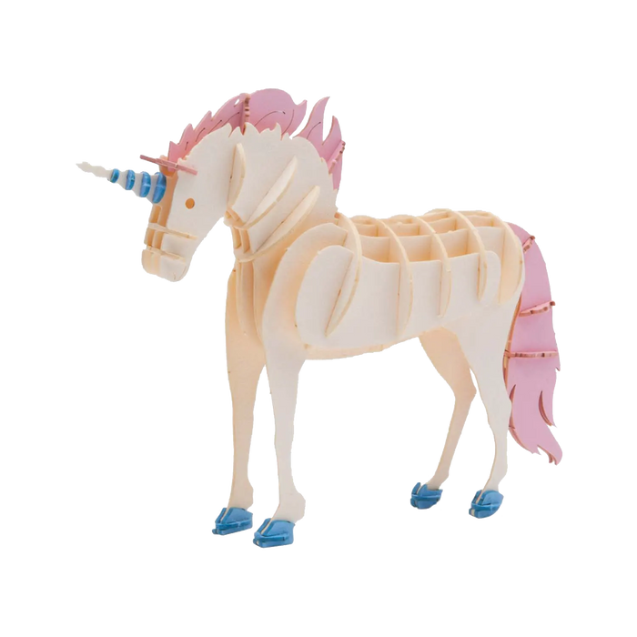 Fridolin_3d_Papiermodell_Einhorn_Spezialkarton-gelasert-aufgebaut-Produktansicht