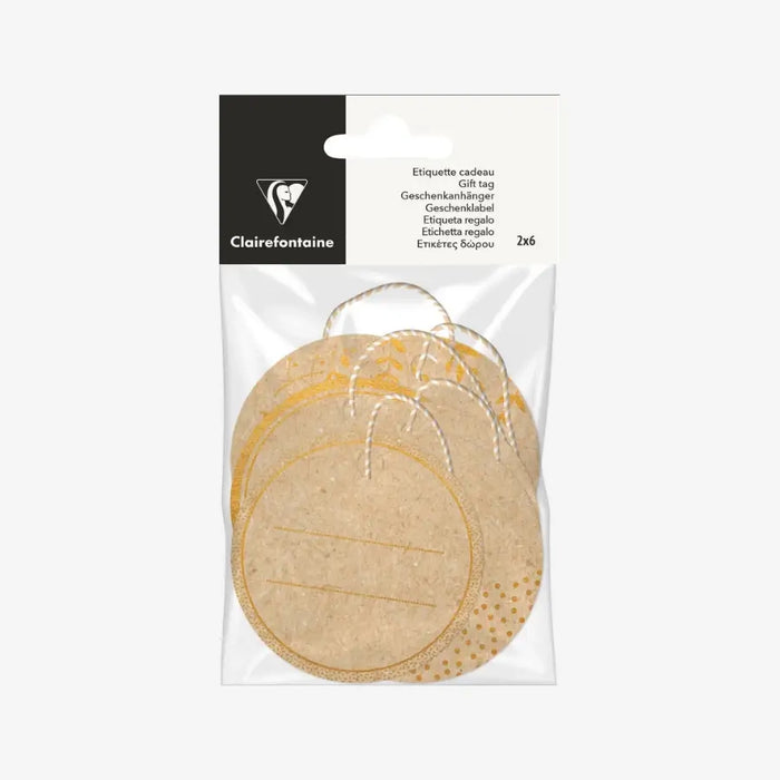 Geschenketiketten Kraft / Kreise - Kartonbraun / 12 Etiketten