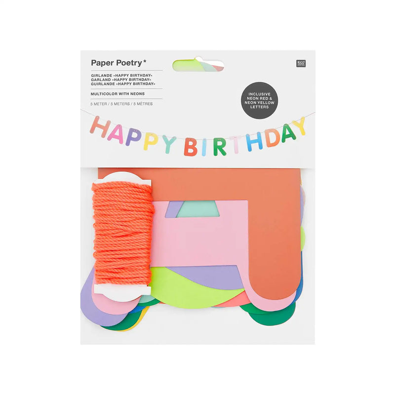 Girlande Happy Birthday / multicolor / neon / FSC MIX