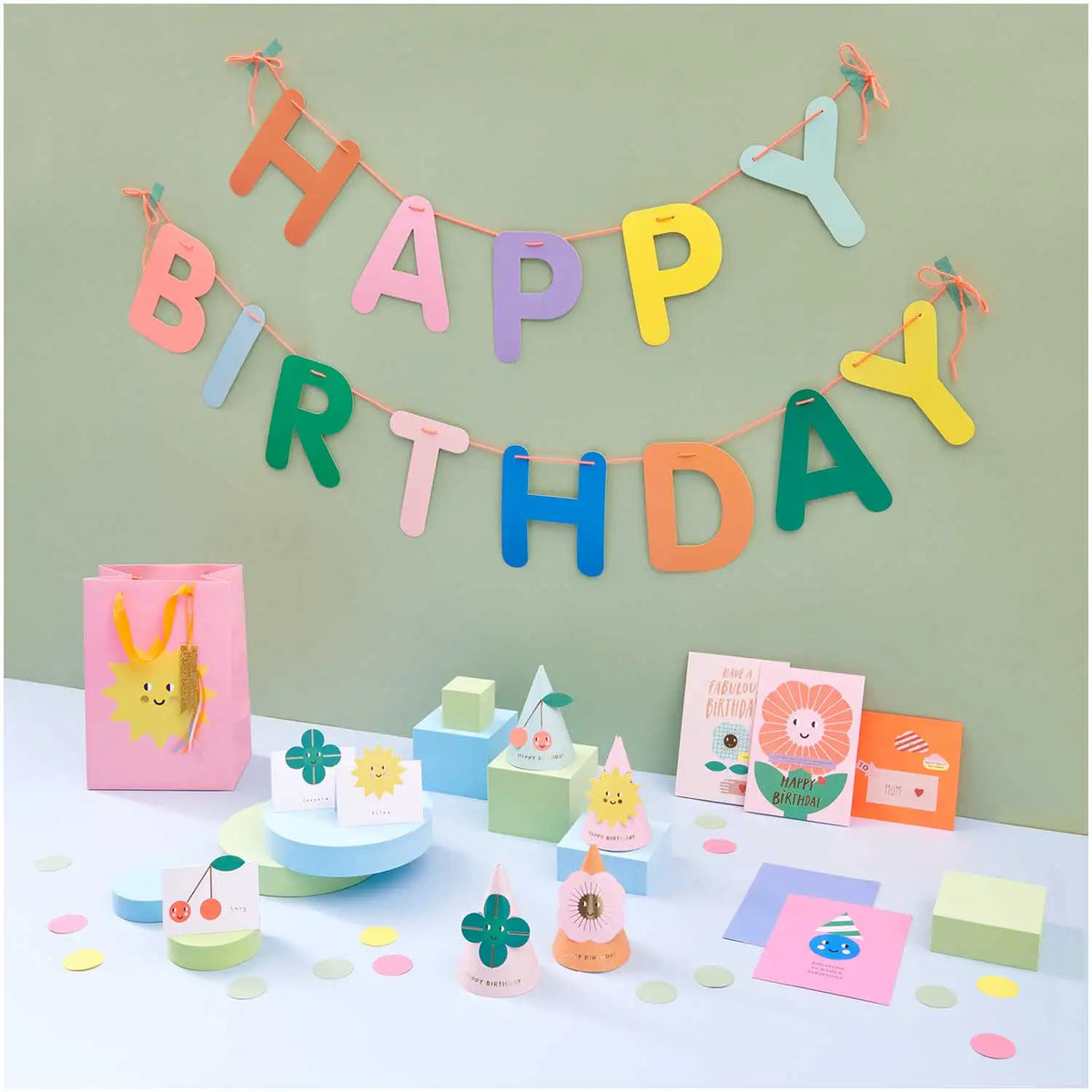 Girlande Happy Birthday / multicolor / neon / FSC MIX