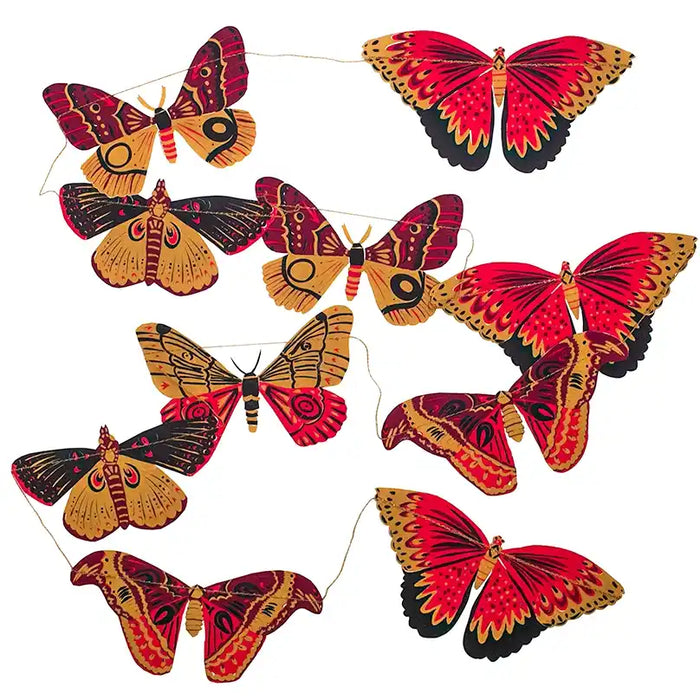Girlande / Schmetterlinge / 3m / Handsiebdruck / Baumwollpapier