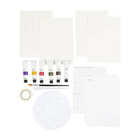 Gouache-Kreativ-box-6-tuben-Farbe-aqaurellpapier-Palette-pipette-Anleitung-Kreppband-Pinsel-Inhalt