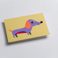 Grusskarte-Klappkarte-A6-Lagom-Grusskarte-Ingela-P-Arrhenius-Cheeky-Dachshund-Produktansicht-hingelegt
