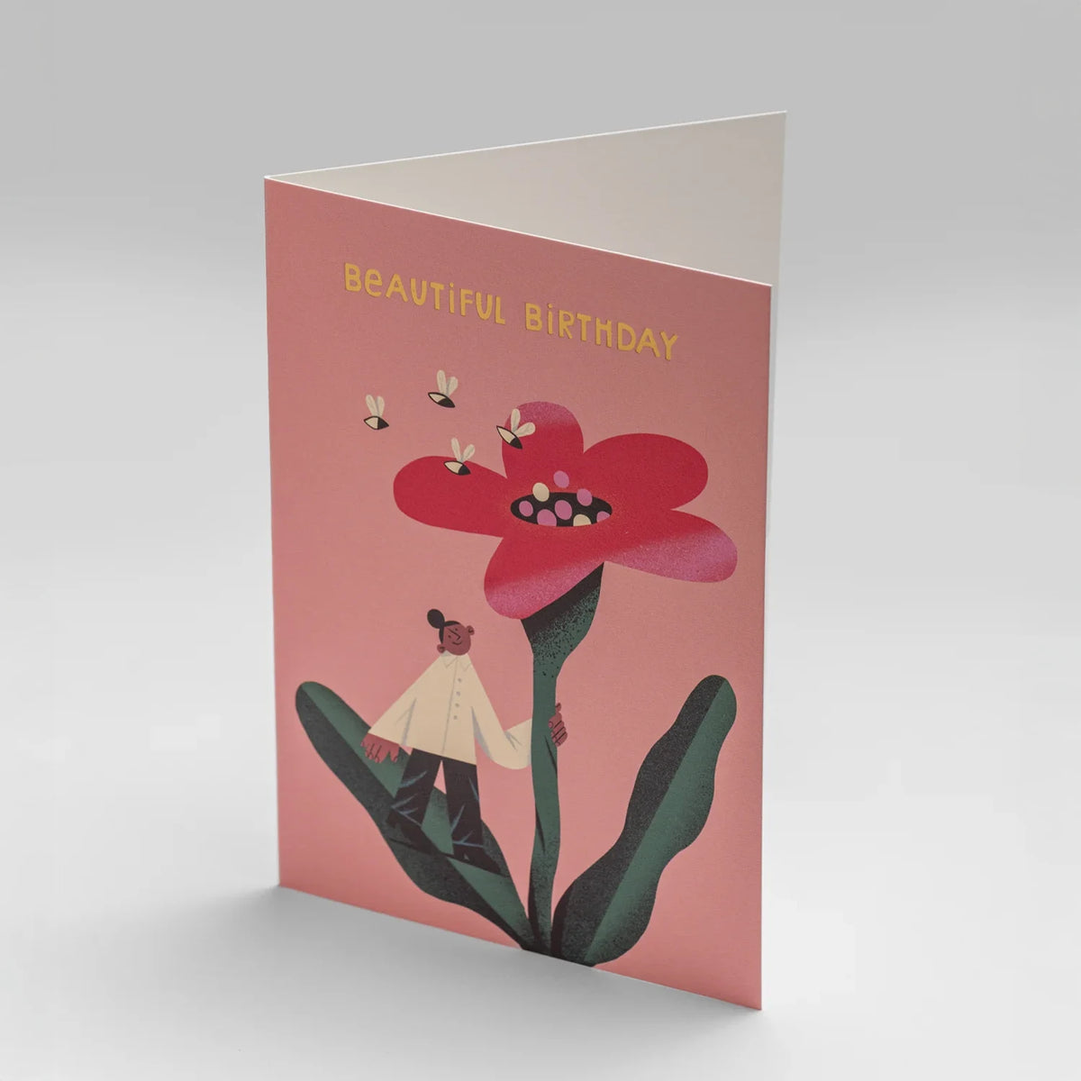 Grusskarte-Klappkarte-A6-Lagom-Grusskarte-TaniaYakunova-Pink-Flower-Text-Beautiful-Birthday-Produktansicht-3