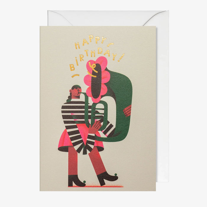 Grusskarte-Klappkarte-A6-Lagom-Grusskarte-TaniaYakunova-Tuba-Girl-Text-Happy-Birthday-Produktansicht-1