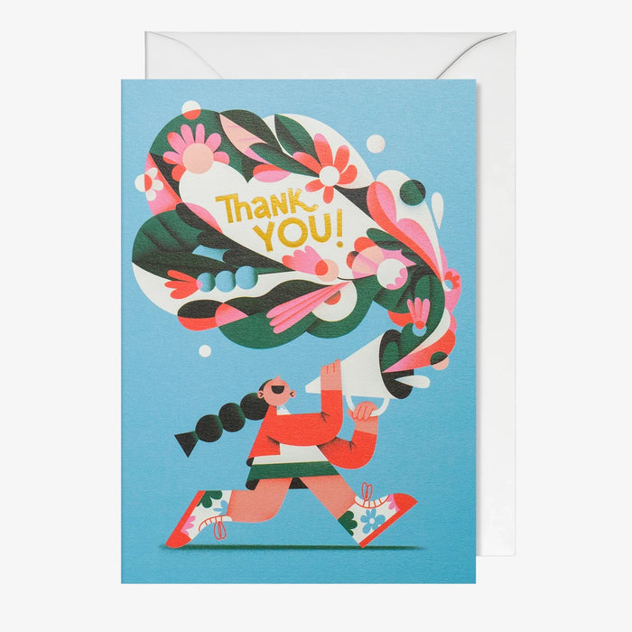 Grusskarte / Greeting Card / Tania Yakunova / Blumen-Megaphon-Dankeskarte