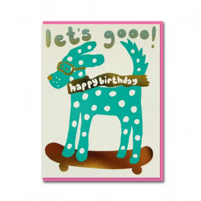 Grusskarte-mit-umschlag-format-A6-von-Joyful-text-Lets-Gooo_-Happy-Birthday-Produktansicht