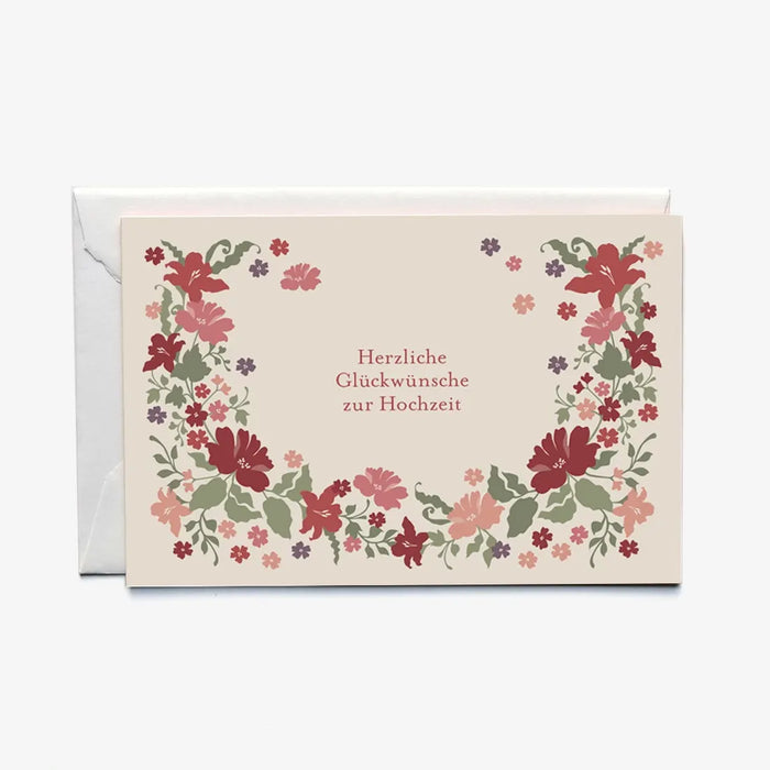 Hochzeitskarte / Karte mit Umschlag / Blütenkranz Hochzeitskarte