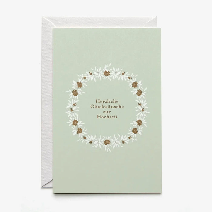 Hochzeitskarte / Karte mit Umschlag / Goldene Blüten Hochzeitskarte