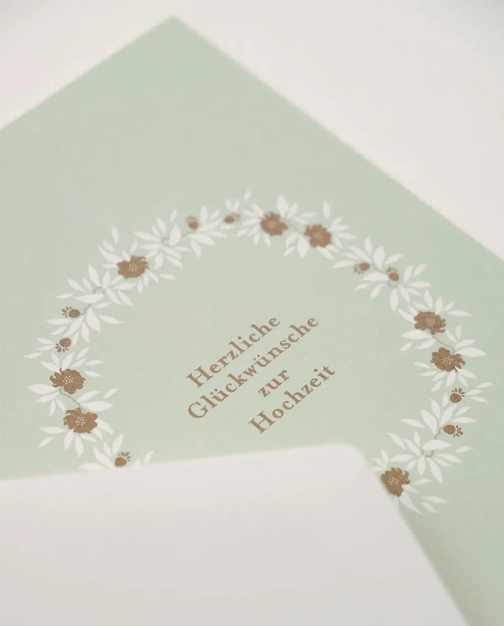 Hochzeitskarte / Karte mit Umschlag / Goldene Blüten Hochzeitskarte
