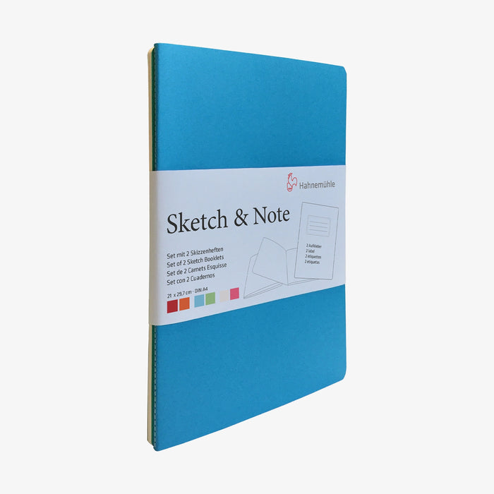 Hahnemuehle-Sketch-und-Notes-2Hefte-A4-Blue-Bundel-Produktansicht-cover-vorn-seitlich