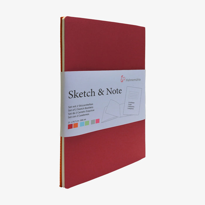 Hahnemuehle-Sketch-und-Notes-2Hefte-A4-Red-Bundel-Produktansicht-cover-vorn-seitlich