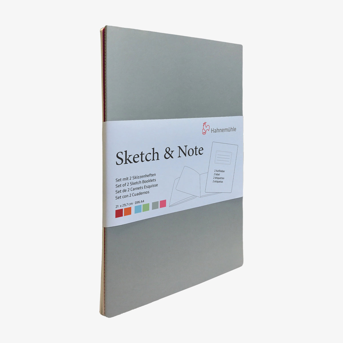 Hahnemuehle-Sketch-und-Notes-2Hefte-A4-grey-Bundel-Produktansicht-cover-vorn-seitlich