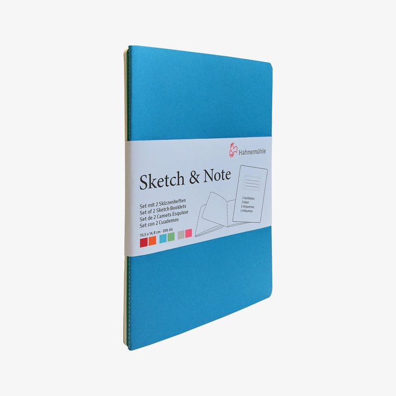 Hahnemuehle-Sketch-und-Notes-2Hefte-A6-Blue-Bundel-Produktansicht-cover-vorn-seitlich